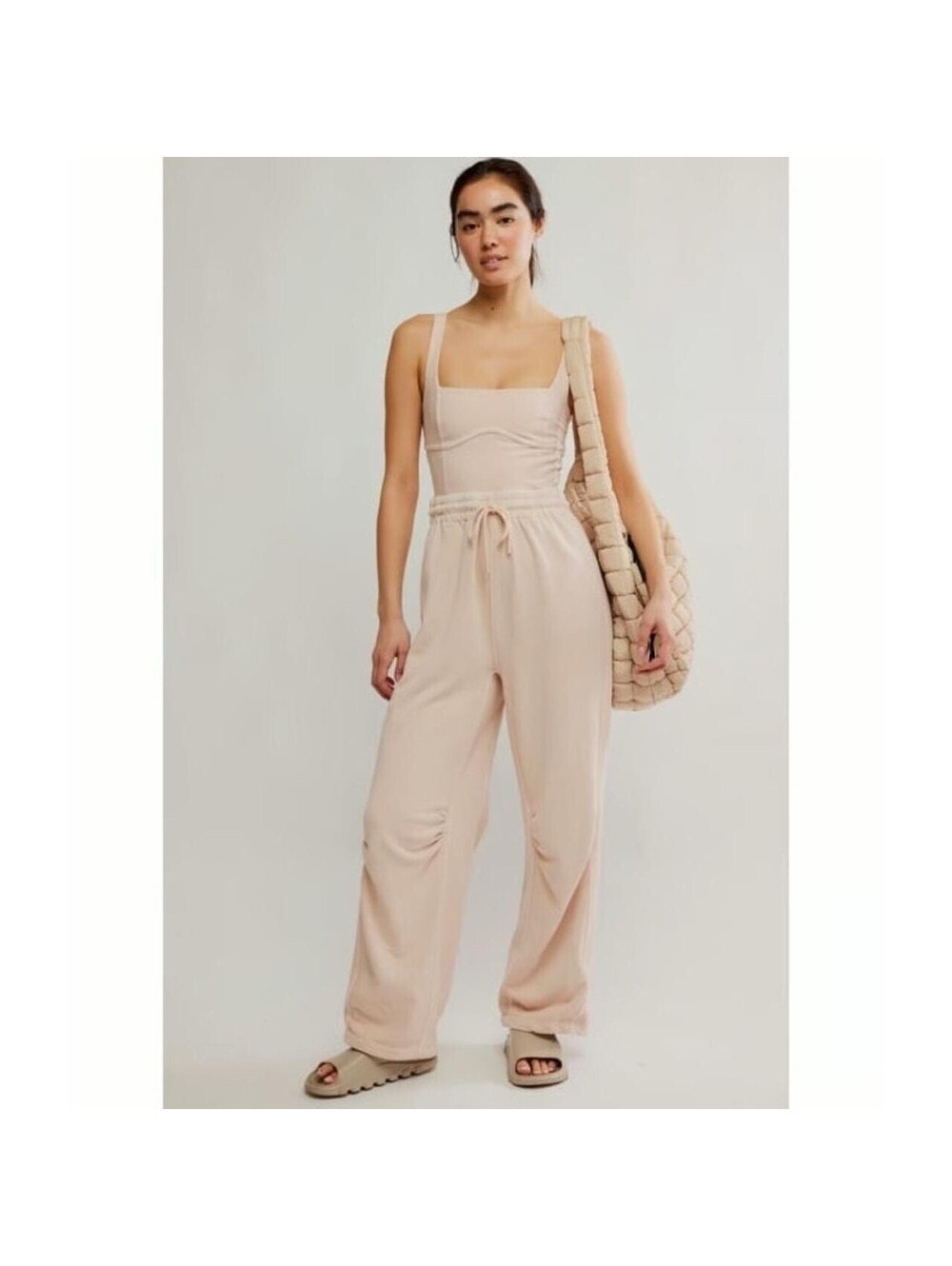 Free People FP Movement Inbound Jumpsuit Womens XS Baby Pink Cashmere Comfy Cozy - Picture 1 of 7